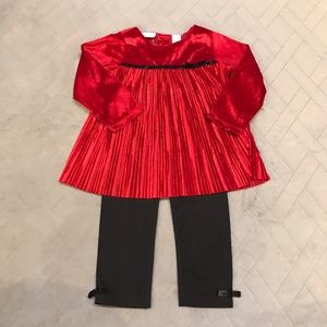 LIKE NEW First Impressions Red Velvet 2-piece set 18M